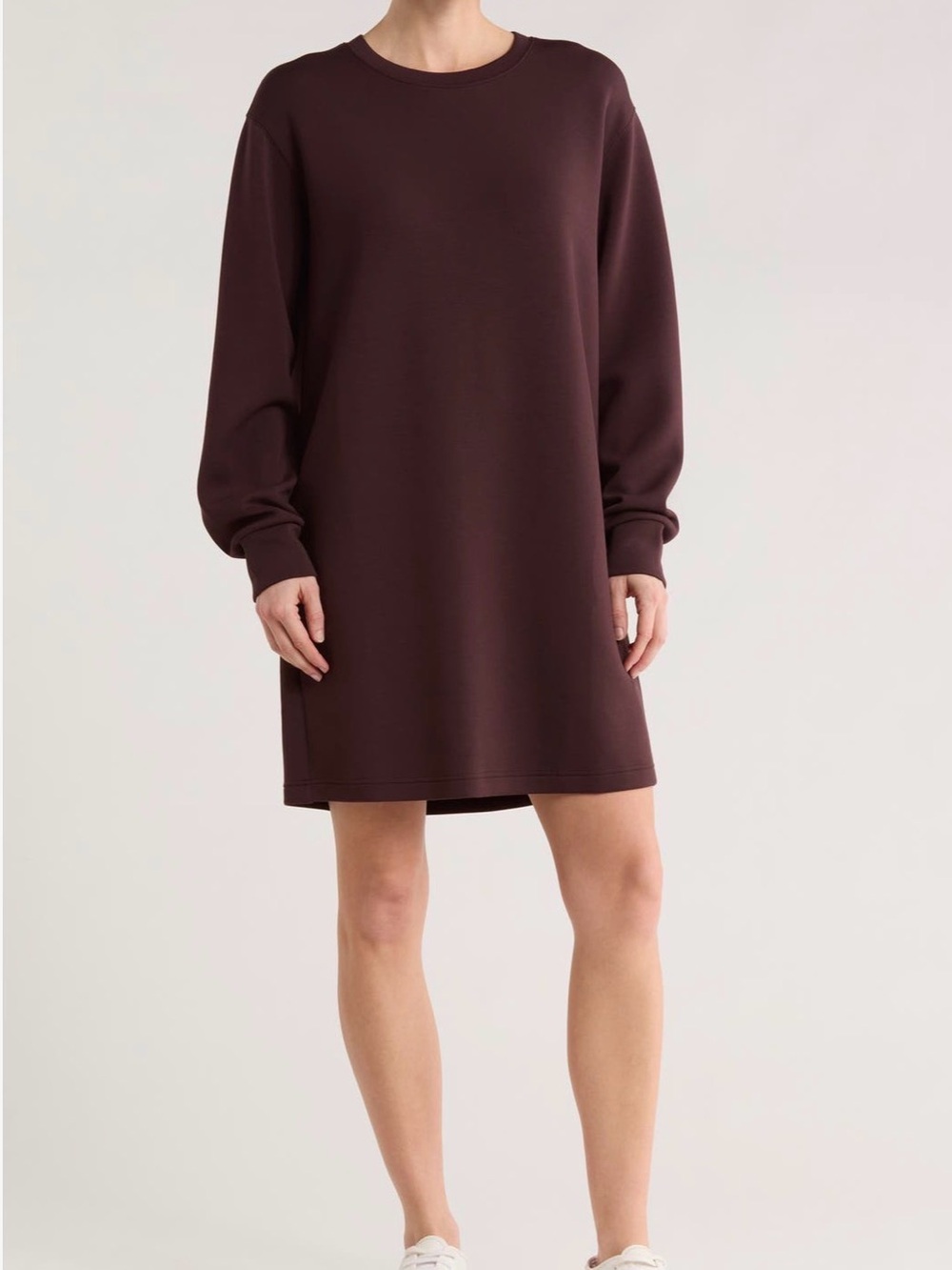 NWT Spanx AirEssentials Long Sleeve Sweater Dress in Truffle Brown Size Small